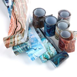 Marble Nail Foils Transfer Stickers 10Pcs Holographic Nail Foils Adhesive Decals Nail Art Supplies Marble Starry Sky Paper Manicure Accessories for Women Spring Summer Nail Art Decorations