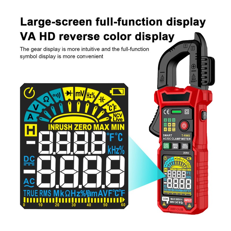 Digital Clamp Meter Multifunctional AC DC Ammeter NCV Smart Auto