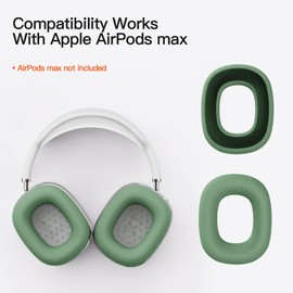 AWINNER Ohrpolster-Hülle, kompatibel mit AirPods Max, waschbar, weicher Silikon-Schutzrahmen, vollständige Abdeckung, Grün