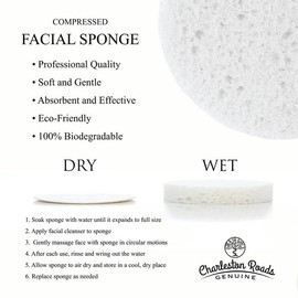 Face Sponges - Compressed Cellulose Facial Sponges - Cosmetic Sponges for Facial Cleansing - 100% Natural & Biodegradable (200 Count/Yellow and White) - Charleston Roads