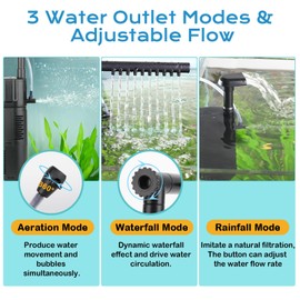 hygger Aquarium Filter Aquarium Sponge Filter Adjustable Aquarium Inner Filter, 18 W Ultra Quiet Aquarium Diving Filter for 30-80 Gallon Tank for Ventilation Filtration Oxygen Supply Circulation