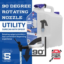 Surecan Portable Camping Water Station - Versatile 5 Gallon Water Utility Tank with a Rotating Spigot, Ideal Camping Water Container (White, SUR5SU1)