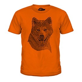 Candymix Akita Inu Dog Sketch Unisex Kids T Shirt Boys/Girls/Toddler/Children T-Shirt, Age 4, Colour Orange