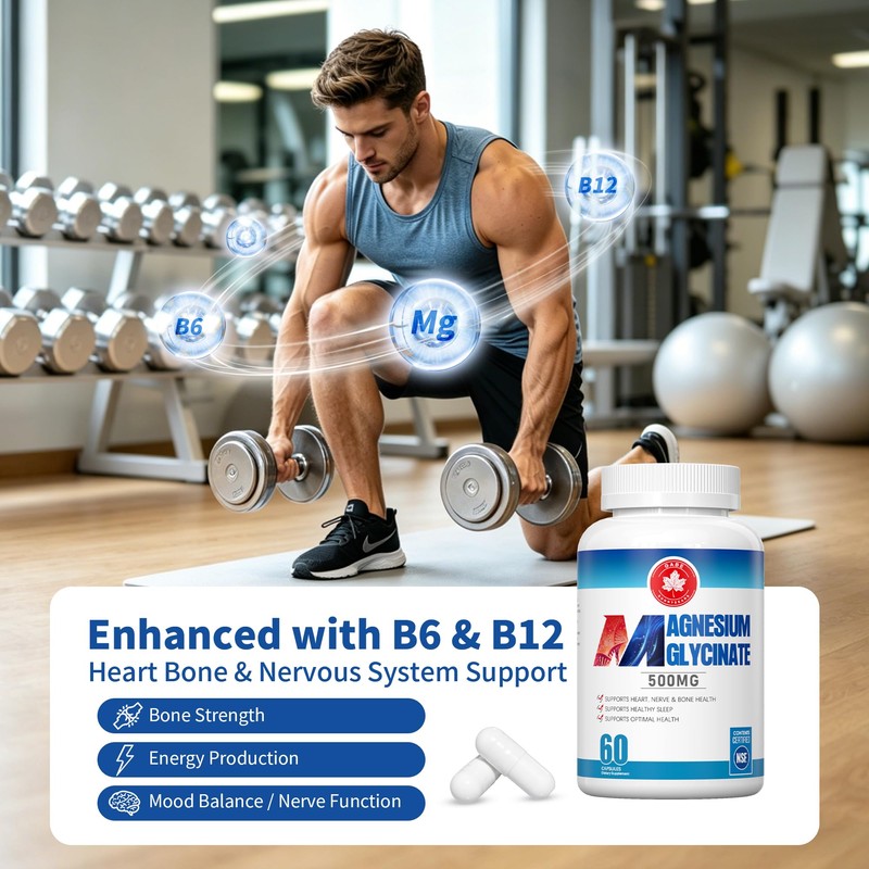 Magnesium Glycinate 500mg – NSF Certified – with B6 &