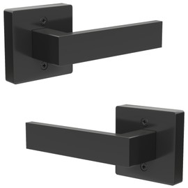 Ainozz Dummy Door Handles Interior - Pack of 2, Matte Black Door Handle Single Side Lever for Closet & French Doors | Ambidextrous Square Design, Powder Coated Non-Turning and Non-Locking Handle