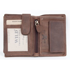 Wild Small Trifold Vertical Designed Genuine Leather Pocket Size Wallet, brown, Standard size, Casual