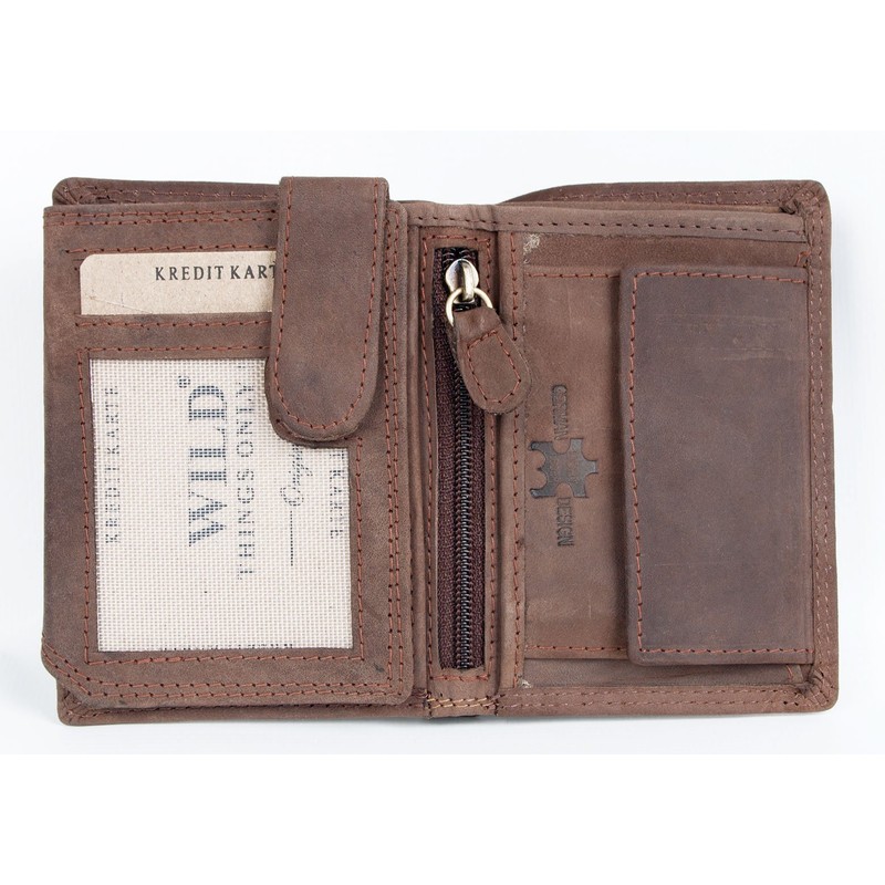 Wild Small Trifold Vertical Designed Genuine Leather Pocket Size Wallet,