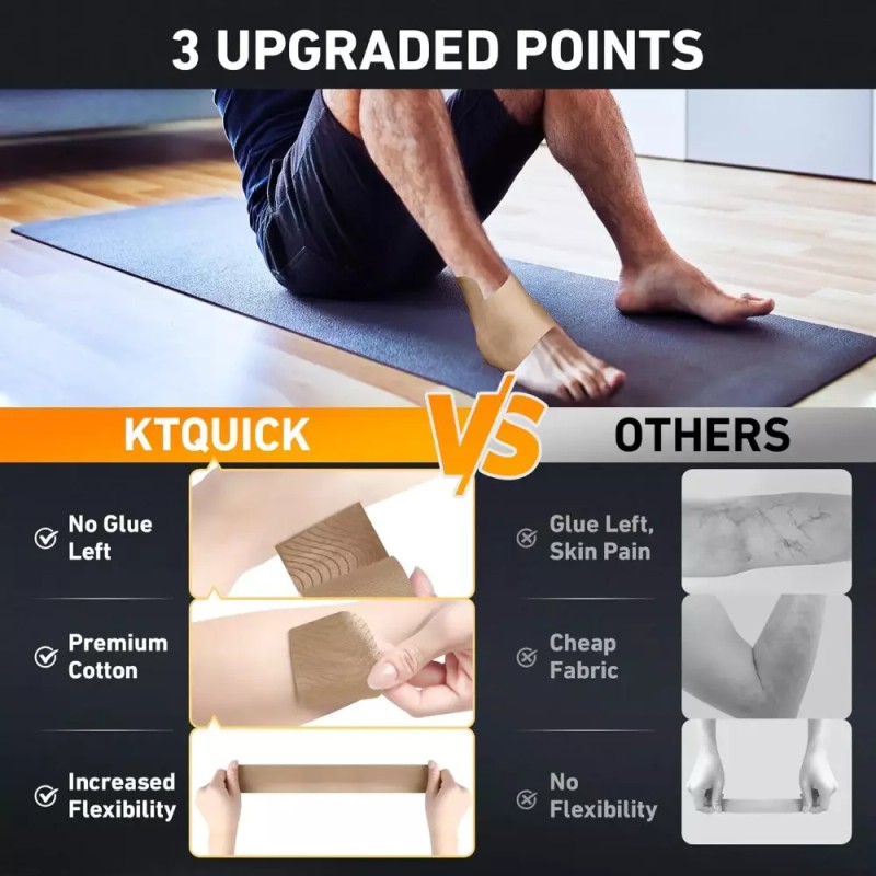 KTQUICK 발목 운동학 테이프 KTQUICK 12 카운트 프리컷 오리지널 코튼