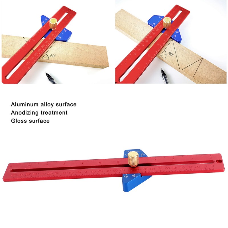 Woodworking Scriber 270mm Aluminum Alloy Angled Ruler Line Scribing Marking