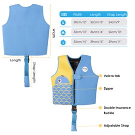 BEEWAY Swim Vest - Swim Jacket for Kids (6-8yrs) / Buoyancy Aid for Swimming with Removeable Floats and Safety Strap & Buckle