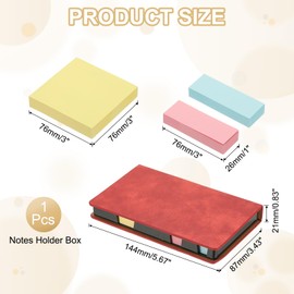 PATIKIL Leather Sticky Notes Holder, Post Notes Holder Storage Box Desktop Mini Case Business Card Holder Memo Pad Organizer for Desk Home Office Books Notebook, Red