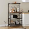 MAHANCRIS Bakers Rack with Power Outlet, Kitchen Storage Shelf with