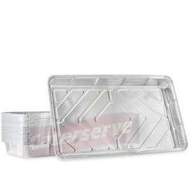 Aluminium Foil Trays Containers for Baking Cooking Freezing and Storing Tray Size 32cm x 20cm x 3.3cm (10 Pack)