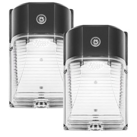 CINOTON 26W LED Wall Pack Light with Dusk to Dawn Sensor, 3000LM [100-277Vac] LED Wall Lights IP65 Waterproof Outdoor Security Flood Lighting for Garage Warehouse Garden 5000K-Daylight 2 Pack