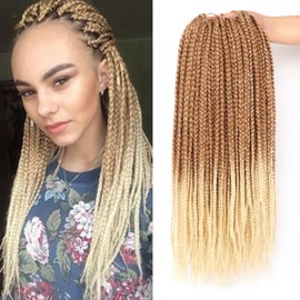 AuHeiAmeri 7Packs/Lot 18Inch Box Braids Crochet Hair Extensions Pre-Looped for Black Women (#27/613, 18Inch(Pack of 7))