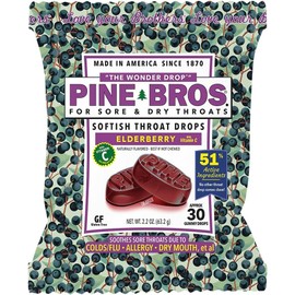 Pine Bros. Gummy Sore Throat Softish Drops 30 Count (Approx) (Pack of 1, Elderberry)
