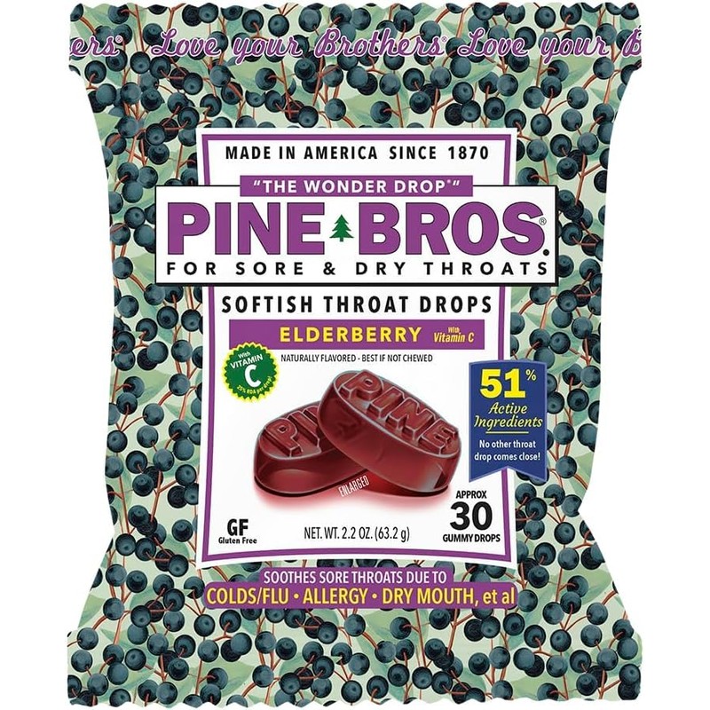 Pine Bros. Gummy Sore Throat Softish Drops 30 Count (Approx)