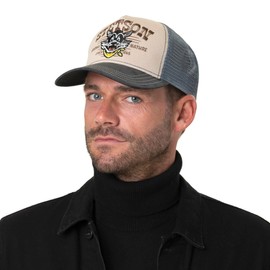 Stetson Trucker Caps - Baseball Cap with Cotton - Baseball Cap with Brand Embroidery - Snapback Cap with Mesh Insert - Peaked Cap Winter / Summer - Trucker Cap, Animal grey-beige, 56-61