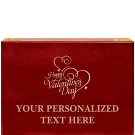 Crown Awards Happy Valentines Day Rosewood Humidor Gift, Customize with Your Own Text Engraving