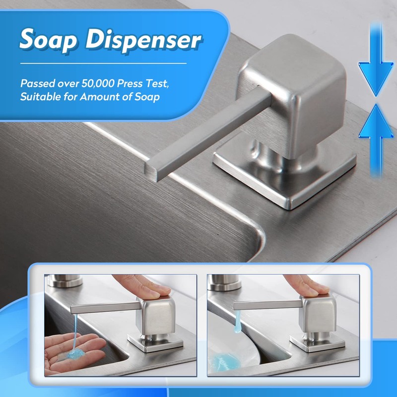 CREA Soap Dispenser for Kitchen Sink, Kitchen Soap Dispenser Brushed
