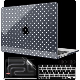 MEEgoodo Case for MacBook Pro 14 inch (M5/M4/M3/M2/M1) Pro/Max 2026 2025 2024 2023 2021, Laptop Case Fit Model A3427/A3426/A3434/A3112/A3401/A3185/A2918/A2992/A2779/A2442, White Polka Dot