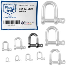 NietFullThings 2 pieces 12 mm stainless steel round shackles made of V4A short straight robust shape breaking load 7,000 kg shackle 12 x 44 mm