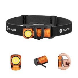 OLIGHT Perun 2 Mini Headlamp 1100 Lumens LED Head Flashlight, Rechargeable Headlight with Red Light Option, Great for Working, Hiking, Camping and Climbing (Orange Cool White: 5700~6700K)