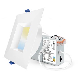 Adetu 4 Inch Anti-Glare LED Downlight,Dimmable Ceiling Light with 5CCT Reset,Selectable from 2700K to 5000K - 12W 1080LM, ETL Certified (White, 1 Pack Square)