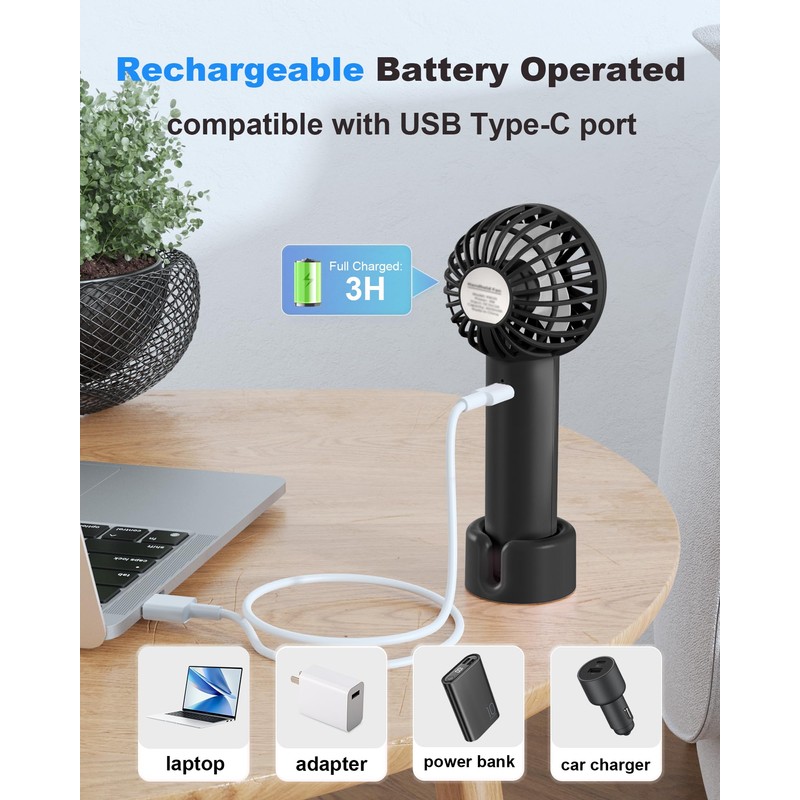 Coohea Mini Handheld Fan, Small Cute Design, 3 Powerful Speeds,