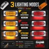 3.5 Inch 2 Red 2 Amber 12 LED Chrome Rectangular