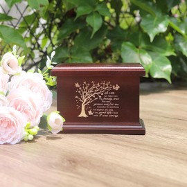 6 Inch Small Wooden Urn for Human Ashes - Keepsake Urn for Men & Women, Funeral Ashes Holder, Wooden Urn Box and Casket with Tree Design-Tree