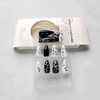Black&White Press on Nails Medium with Flowers Designs Almond Fake