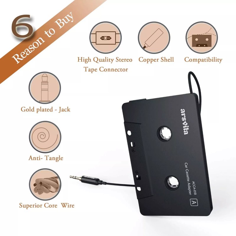 arsvita Car Audio Cassette to Aux Adapter 3.5 MM Auxillary