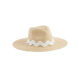 Mud Pie Women's RIC Rac Fedora, 4" x 14 1/2" Dia Ivory