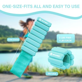 AKSPORT Wrist Weights for Women, Adjustable Ankle Weights Set of 2 (1lbs each), Arm and Leg Weights for Walking, Pilates, Yoga, Gym, Home Workouts, Strength Training