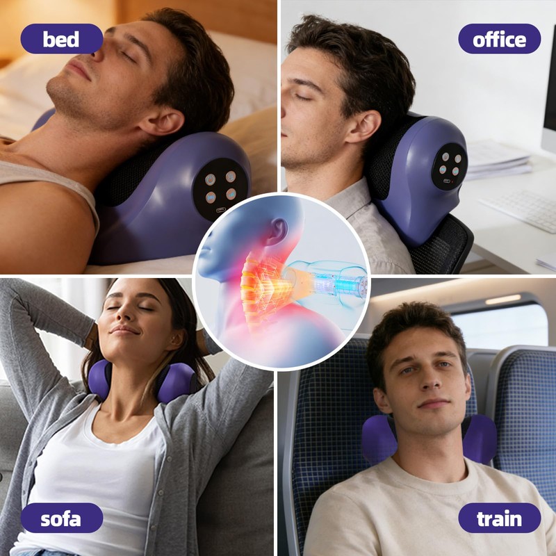 Heated Neck Massager, 3 Vibration Modes Neck Traction Device Portable