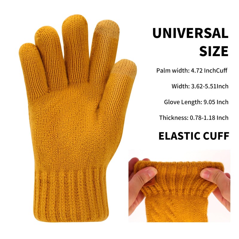 Women's Winter Warm Thermal Touch Screen Gloves Women Soft Cable