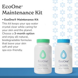 Spa & Hot Tub 3-Month Complete Treatment Kit | Comes with 1x Spa & Hot Tub Filter Cleaner and 3X EcoOne Spa Monthly | Restores Filter Cartridge & Stabilizes Water pH Levels | Natural Spa Chemicals