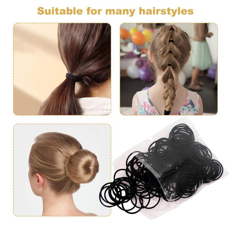 150 Pack 2mm Thin Elastic Hair Ties, Elastic Hairs Bands