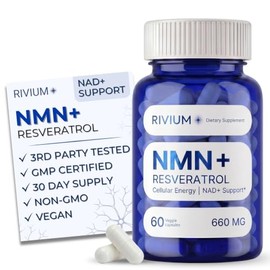 NMN & Resveratrol Supplement – NAD+ Support Capsules for Cellular Energy, Longevity & Everyday Wellness – 60 Vegan Capsules, Non-GMO