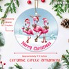 34HD Gifts for Christmas, Flamingo Christmas Ornament Ceramic 2-Side Printed,