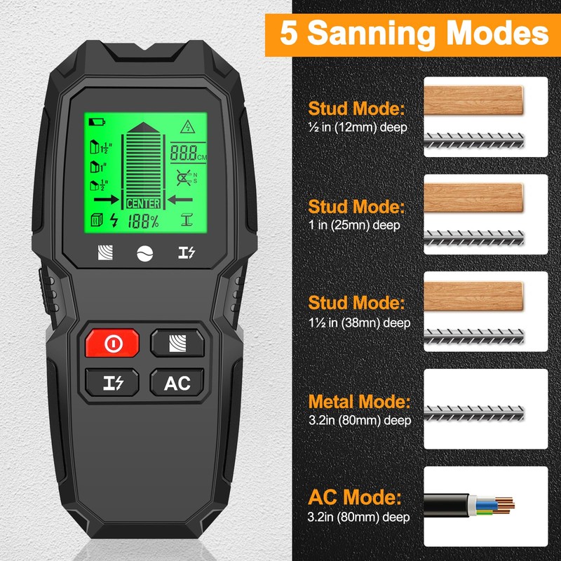 Stud Finder Wall Scanner，WOVTE 7 in 1 Electronic Stud Finder