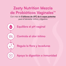Zesty Probiótico Vaginal Equilibrado Flora Femenina Sabor