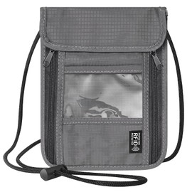 NOCHME Chest Pocket Cell Phone Pouch for Men RFID Protection Hidden Anti-theft Passport Holder for Men Women Business Travel, gray, Neck pouch