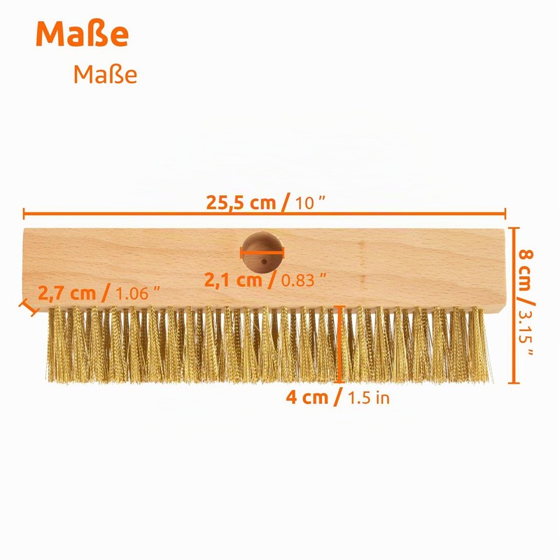 ECENCE Wire Brush with Brass Bristles Wavy Pizza Oven Brush
