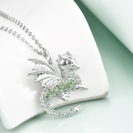 luomart Dragon Necklace Gifts for Girls,Women Dragons Necklaces Pendant Jewelry (Dragon Green)