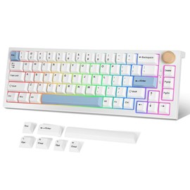 FANTECH MAXFIT67 3-Mode Mechanical Gaming Keyboard RGB Backlit, 65% (67-Key) Hot Swappable Type-C Wired Mechanical Keyboard, Kailh White Switch, Off-White