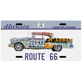 Route 66 Mother Road of America Old Car Illinois License Plate