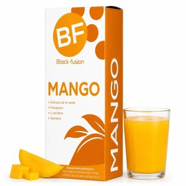 Black Fusion Jugo Mango, Fenogreco, Espirulina, L-carnitina 16 sobres  320 gr Suplemento Alimenticio