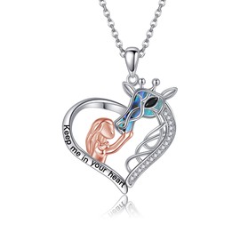 CUPENDA Giraffe Necklace S925 Sterling Silver Giraffe Head Girls Celtic Knot Abalone Pendant Necklace Giraffe Animal Jewelry Gifts for Women Girls